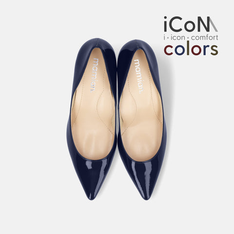 2024AW：iCoN COLORS：ポインテッドトゥ エナメル パンプス（C76531）クラシックネイビー/mamian（マミアン）