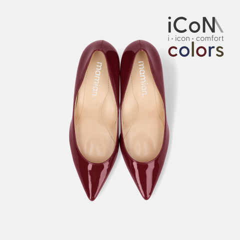 Basic Item SALE10%OFF：2024AW：iCoN COLORS：ポインテッドトゥ エナメル パンプス（C76531）ワインE/mamian（マミアン）