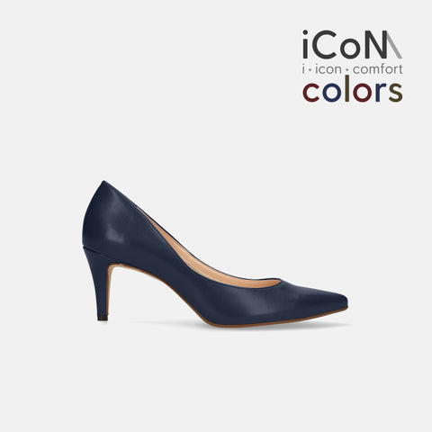 2024AW：iCoN COLORS：ポインテッドトゥ スムース パンプス（C76533）ネイビー/mamian（マミアン）