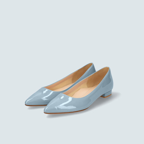 50%OFF：iCoN COLORS：ポインテッドトゥ エナメル フラットシューズ（C20141）ブルージュ/mamian（マミアン）