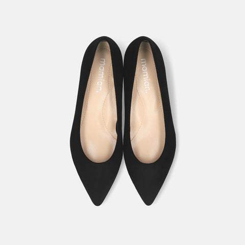 20%OFF：2025AW：iCoN COLORS：ポインテッドトゥ スエード フラットシューズ（C20142）ブラックS/mamian（マミアン）