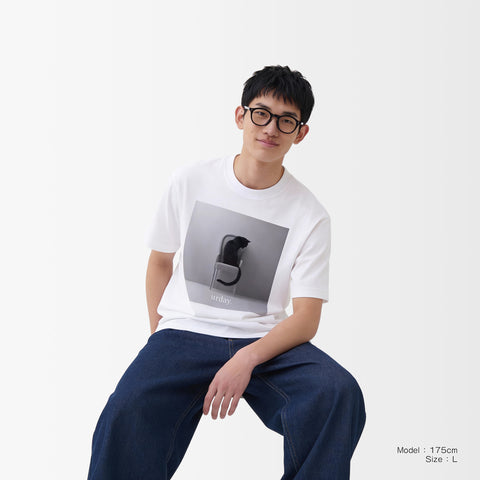 予約：urday【Animal／Black Cat／WB】フォトTシャツ（8064391）ホワイト/urday（マミアン）