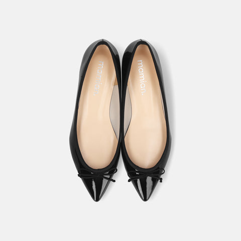 2026SSBI：ポインテッドトゥ フラット バレエシューズ（1333）ブラックE/mamian（マミアン）