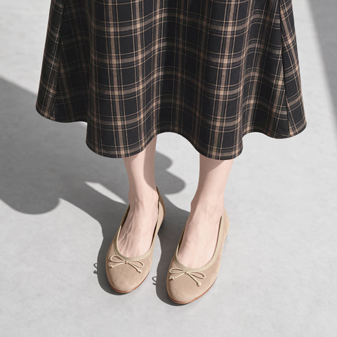 予約：2026AW：ラウンドトゥ バレエシューズ（m10201）ベージュS