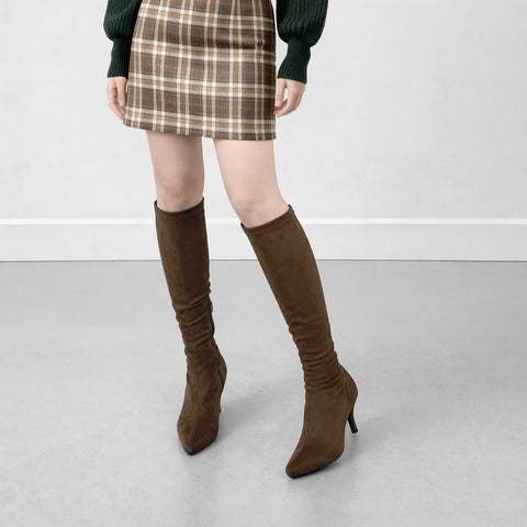 Stretch long boots (m73004) dark brown S