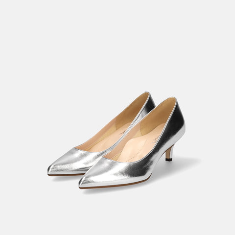 10% OFF: 2024SS: iCoN COLORS: Pointed Toe Smooth Pumps (C57173) Silver