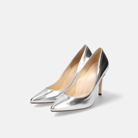 10% OFF: 2024SS: iCoN COLORS: Pointed Toe Smooth Pumps (C9043) Silver