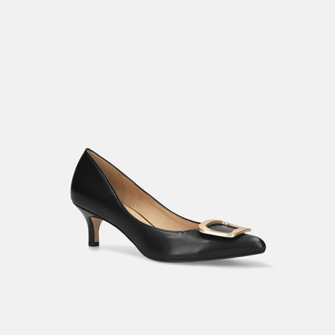 2025AW：ポインテッドトゥ バックル パンプス（m55224）ブラック/mamian（マミアン）