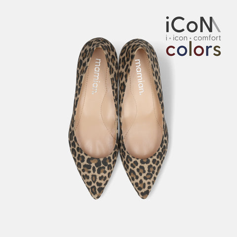ラストワン30%OFF：iCoN COLORS：ポインテッドトゥ スエード パンプス（C57172）レオパードS/mamian（マミアン）