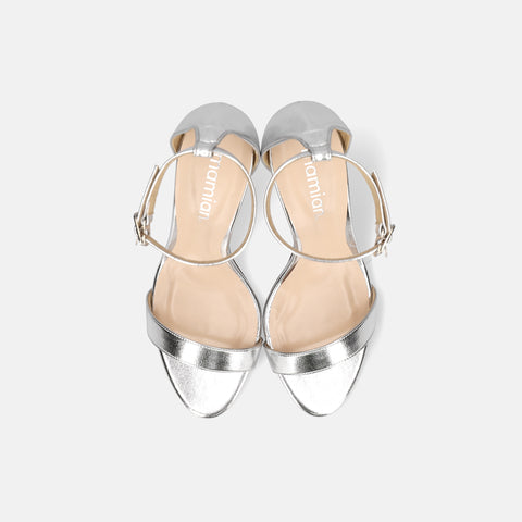 2026SS：ハイヒール ライン サンダル（3570）シルバー/mamian（マミアン）