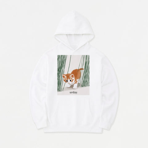 予約：urday【cat】アートワークスウェットプルパーカ（u-a-spk-0001-02）ホワイト