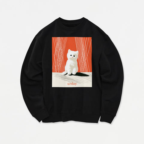 予約：urday【cat】アートワークスウェットシャツ（u-a-sw-0001-04）ブラック
